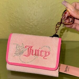 Juicy Couture Pink Wallet with Heart Keychain